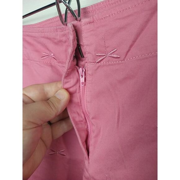 Talbots 8 Pink Stretch Dragonfly Pocket Flat Front Capri Pants - Picture 6 of 11